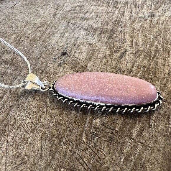 Pink Opal 925 Sterling Silver Necklace Handmade Pendant gemstone - Picture 5 of 12